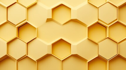 Obraz premium Honeycomb hexagon pattern, golden yellows, soft shadows, natural look