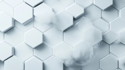 Fototapeta premium Honeycomb hexagon tiles with ethereal smoke moving in between, soft and smooth gradients, a blend of natural and digital textures