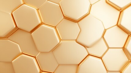 Obraz premium Honeycomb hexagon pattern, golden yellows, soft shadows, natural look