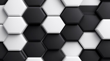 Fototapeta premium Interlocking hexagon pattern, optical illusion, black and white