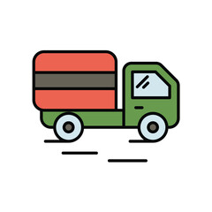 logistic truck color line icon with white background vector stock illustration