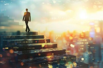 Business Step. Success Progress and Growth Forecast Concept for Leadership and Opportunity