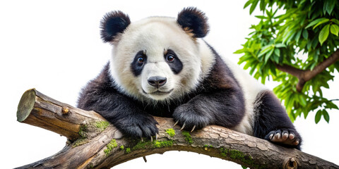Fototapeta premium panda in a tree on a white background