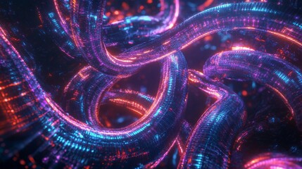 Abstract Neon Glowing Lines