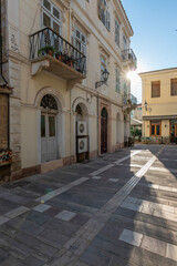Obraz premium greece old capital nafplion streets shops churches castle and colorful houses quiet hours tourist destination
