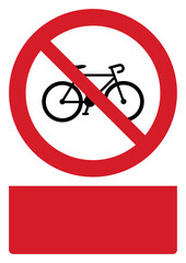 ISO prohibition safety signs v2_no bicycles your custom message here portrait size a4/a3/a2/a1	
