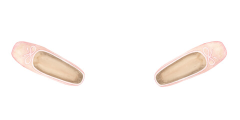 Pink ballet shoes in second position