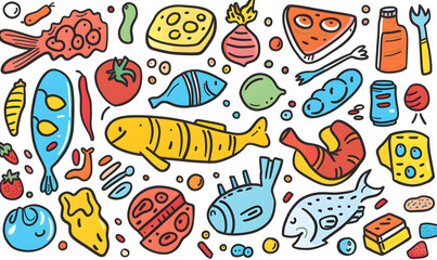 Obraz premium fruits and vegetable herbal concept for background or 2d illustrator cartoon.