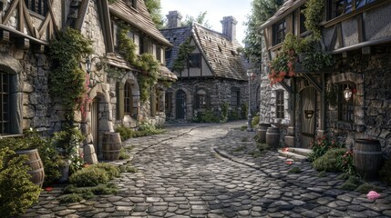Fototapeta premium Create a 3D scene of a quaint village