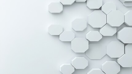 Modern hexagon layout, understated white and light grey palette, sleek and sophisticated backdrop