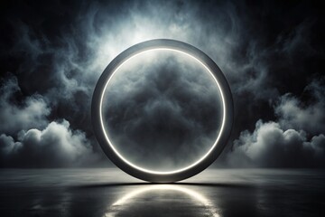 Monochromatic Circle Sign High Contrast Dark Moody Emotive Brooding Atmosphere Dramatic Lighting Bold Shadows Intense Emotional Intensity