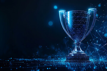 Abstract digital background featuring a champion trophy, symbolizing victory and achievement
