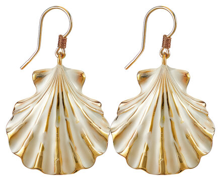 PNG Elegant gold shell earrings