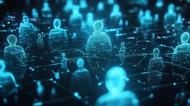 Anonymous chat room with hidden participants, encrypted text and digital avatars floating in a dark interface, top view, symbolizing secretive conversations, advanced tone, vivid