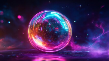 Neon Sphere In Galaxy