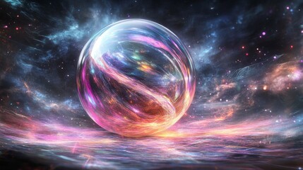 Fototapeta premium A Crystal Sphere Floating in a Cosmic Sea