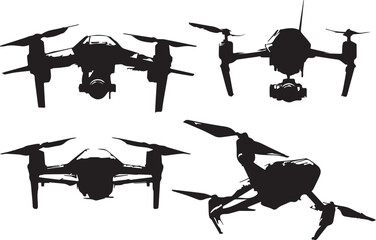Set FPV Drone. Hand drawn vector illustration