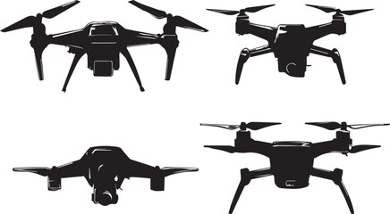 Set FPV Drone. Hand drawn vector illustration