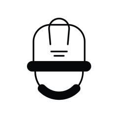 helmet factory glyph icon with white background vector stock illustration