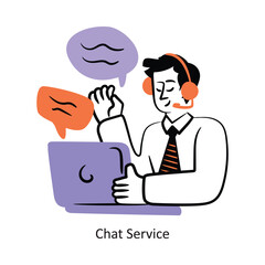 Chat Service filled outline Style Design Vector Stock illustration. 
