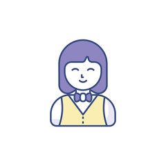 Female Croupier icon design with white background stock illustration