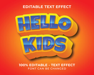 Editable text effect hello kids 3D text effect with orange background