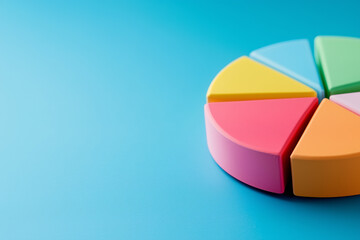 Obraz premium A pie chart illustrating market share growth across different business sectors, with distinct, bold colors