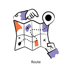 Route filled outline Style Design Vector Stock illustration. 