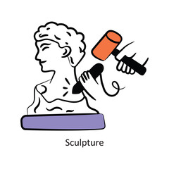 Sculpture  filled outline Style Design Vector Stock illustration. 