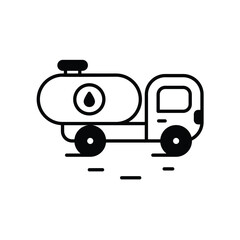 oil truck glyph icon with white background vector stock illustration