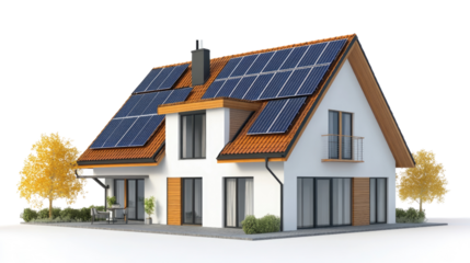 modern house with solar panels transparent background