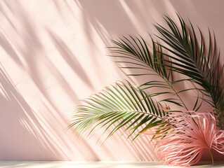 Exceptional Tropical background of date palm leaves shadow on white wall Copy space for your text Palm tree