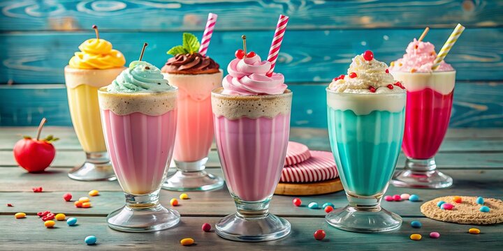 Soda Shop Bop: Frosty milkshakes, bubblegum pop, pastel colors, cheerful nostalgia