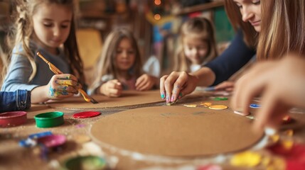 Children Engaged in Sustainable Art Projects Using Eco-Friendly Materials