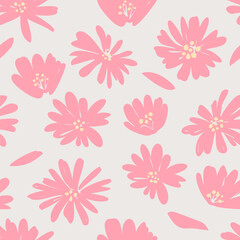 Flowers color seamless patterns hand drawn style for fabric, textiles, clothing, wrapping paper, packaging tape, abstract backgrounds.