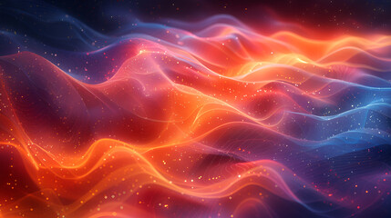 Obraz premium A vibrant abstract background with waves of light and color, illustrating a harmonious blend of dynamic visual elements.