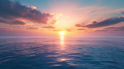 Fototapeta premium Ocean sunset with vibrant sky and calm water