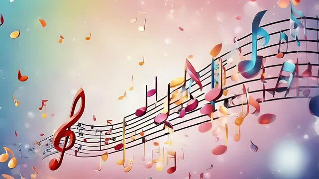 Music background with colorful music notes and Choir Abstract illustration  