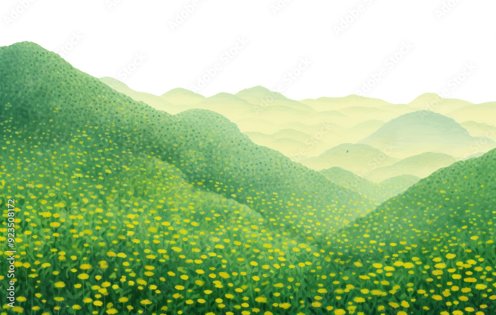 Wall mural landscape flower field green.