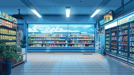 Supermarket in blue.