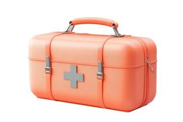 Orange first aid kit with handle isolated on transparent background. emergency medical box for healthcare essentials.
