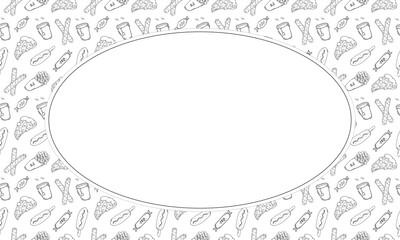 food and beverage frame in doodle style frame background