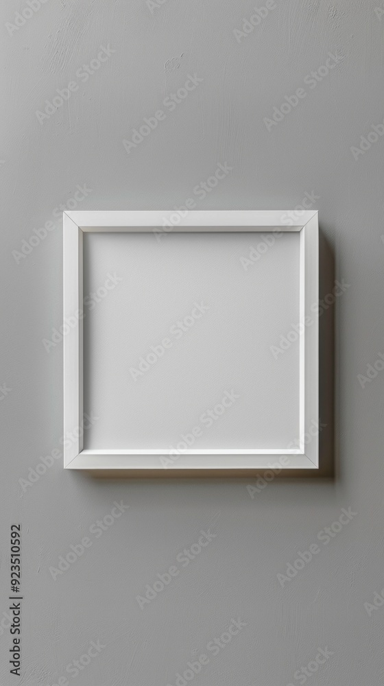 Poster a blank white frame rests against a soft grey wall, inviting creativity and imagination in a tranqui