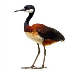 Fototapeta premium African jacana standing gracefully on a plain white background
