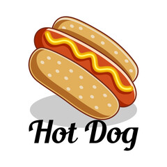 Hot dog logo vector illustration template with shadow