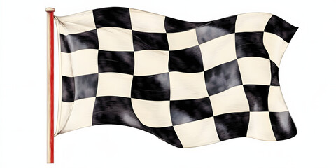 An isolated flag icon depicting a competition sport with a checkered racing flag symbolizing the start and finish.