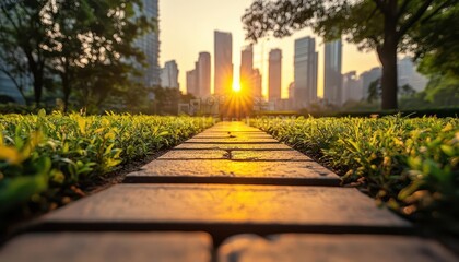 Urban green spaces, vibrant parks, city nature, sustainable environments