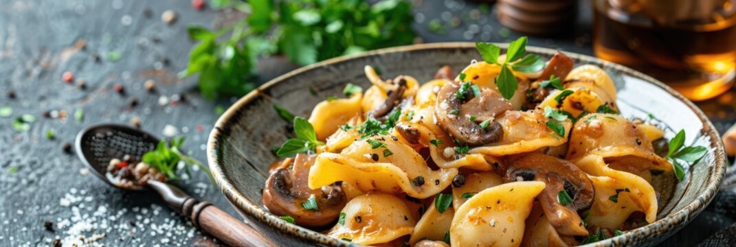 Cappellacci Pasta Filled with Potatoes and Porcini Mushrooms Traditional Italian Recipe