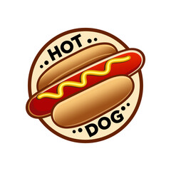 Hotdog logo vector simple emblem in circle 