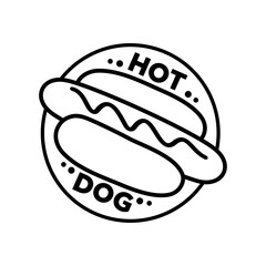 Hot dog logo vector black and white in circle 
